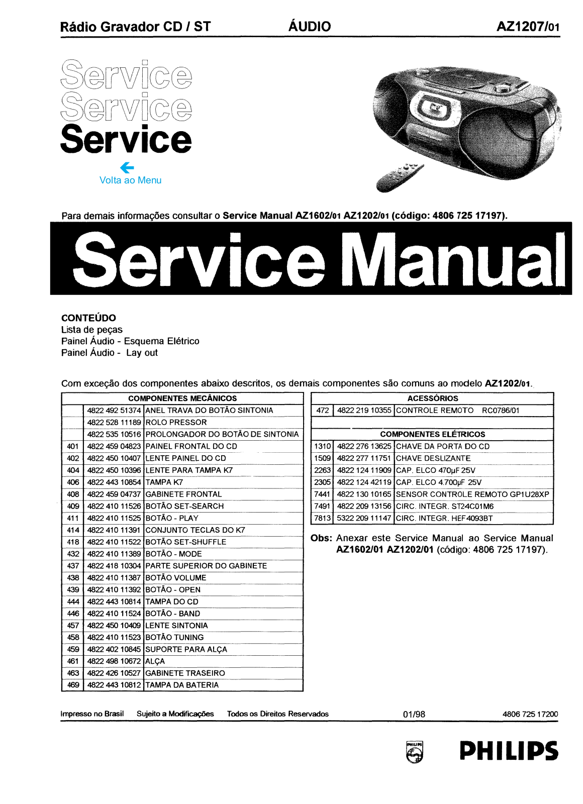 Philips AZ-1207 Service manual