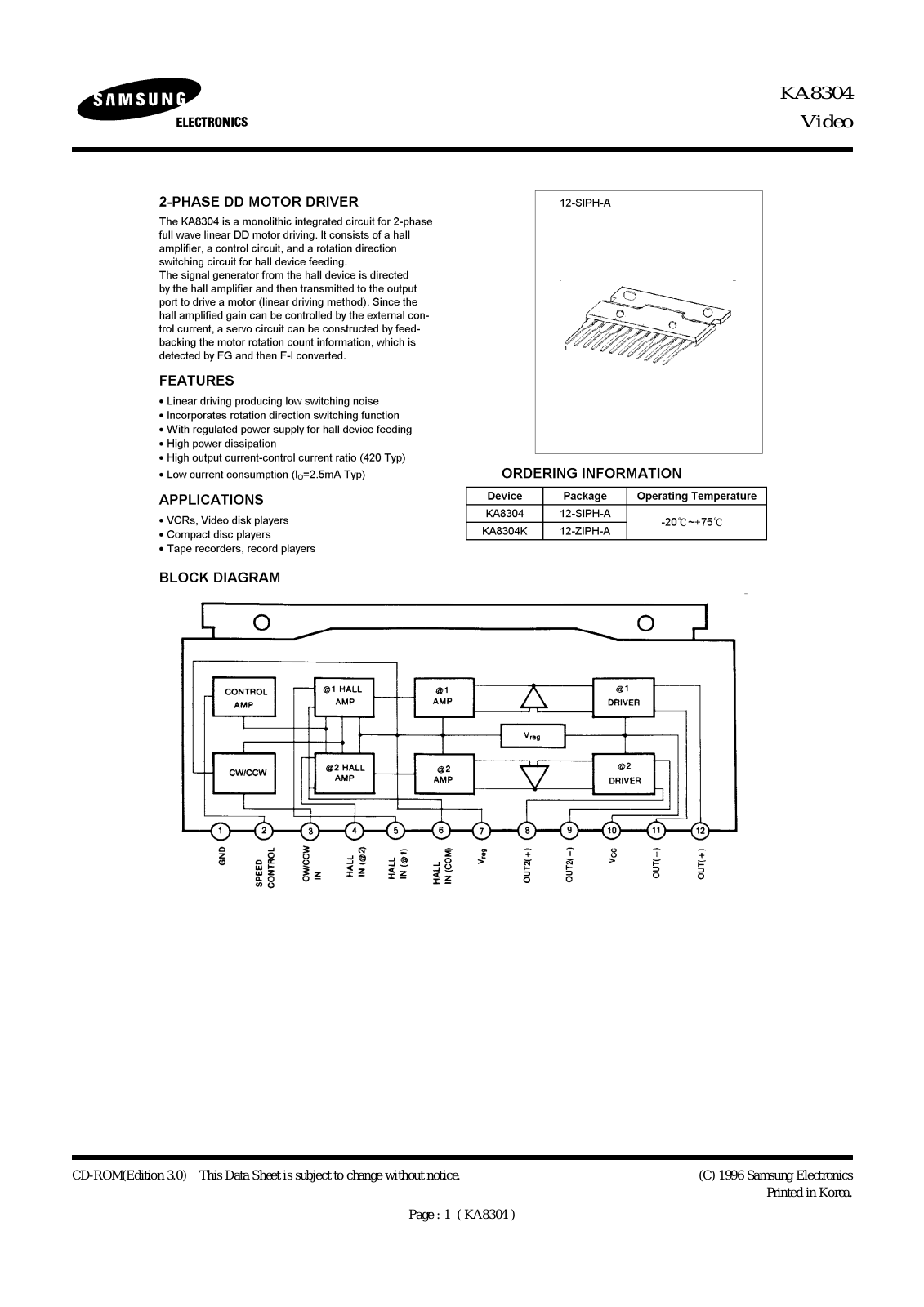 Samsung KA8304K, KA8304 Datasheet