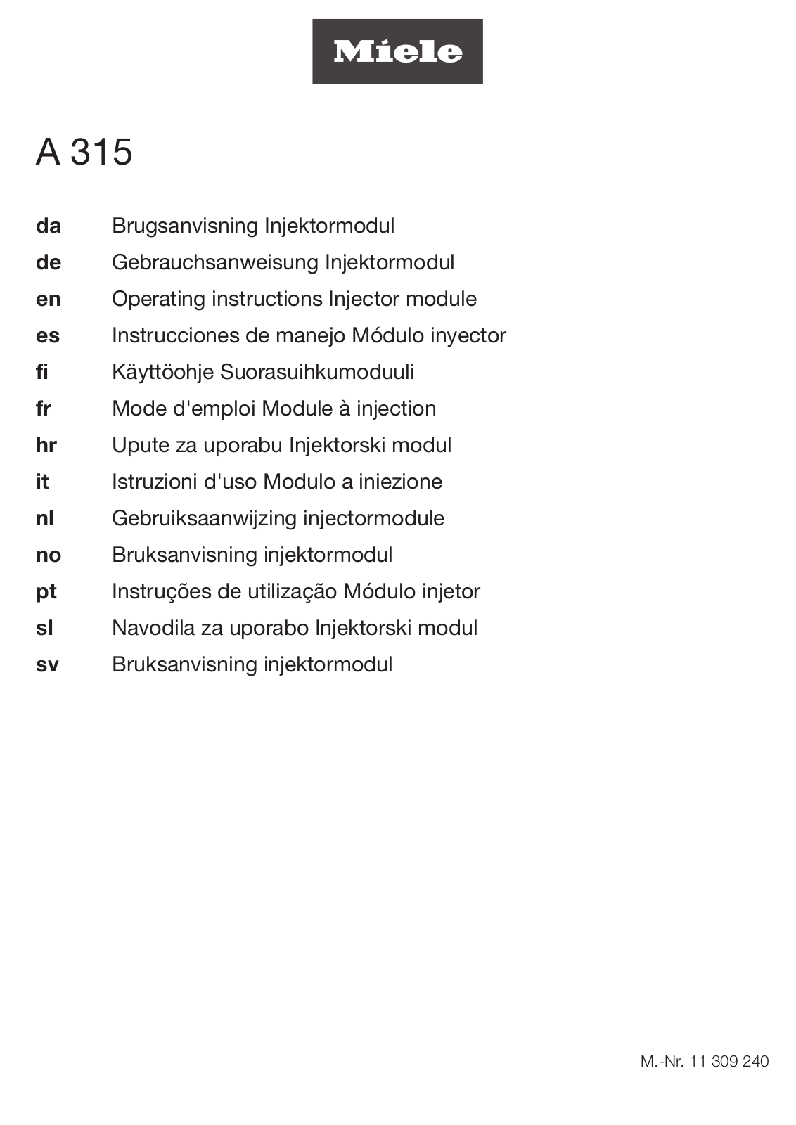 Miele A 315 User manual