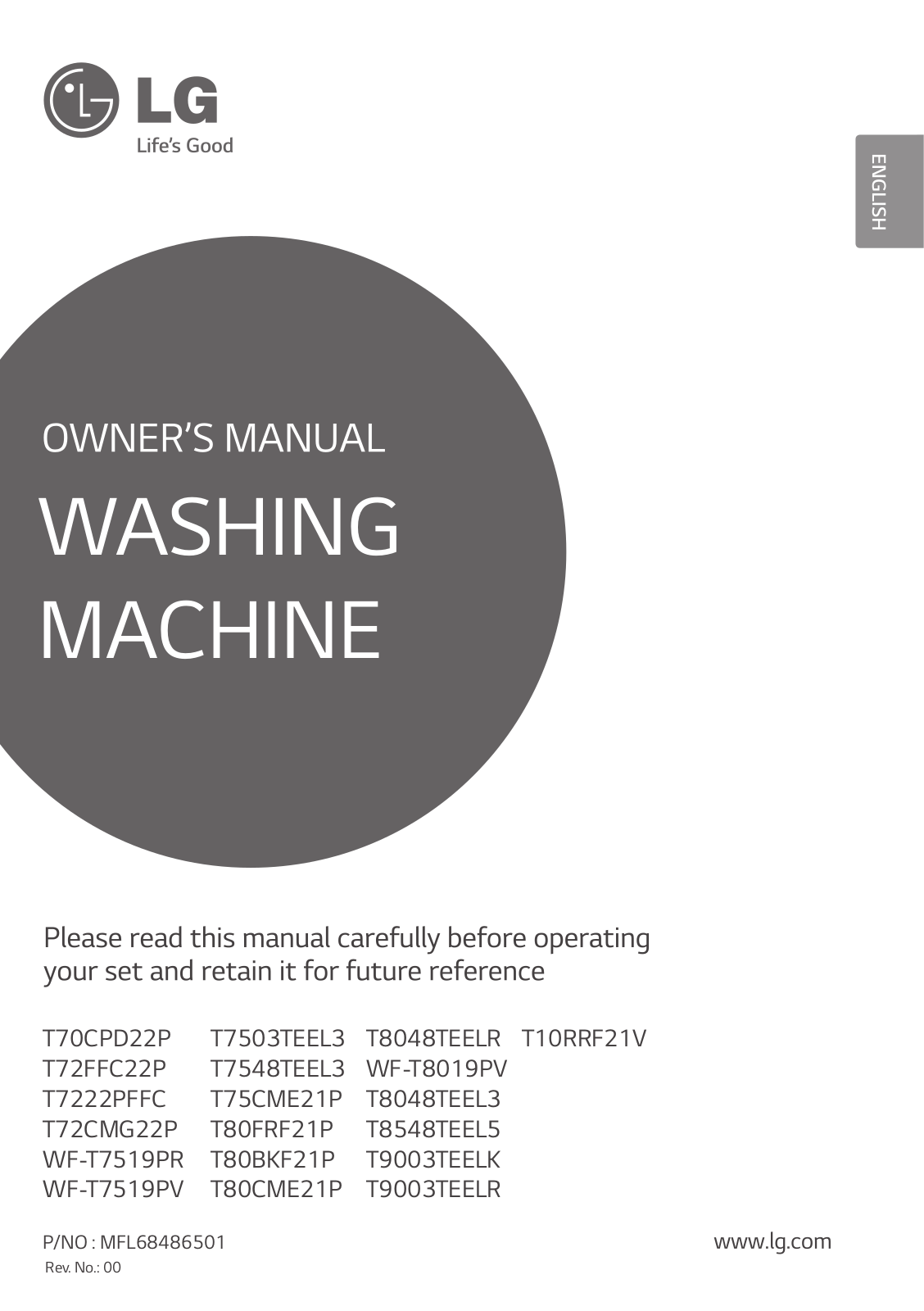 LG T7548TEEL3 Owner’s Manual