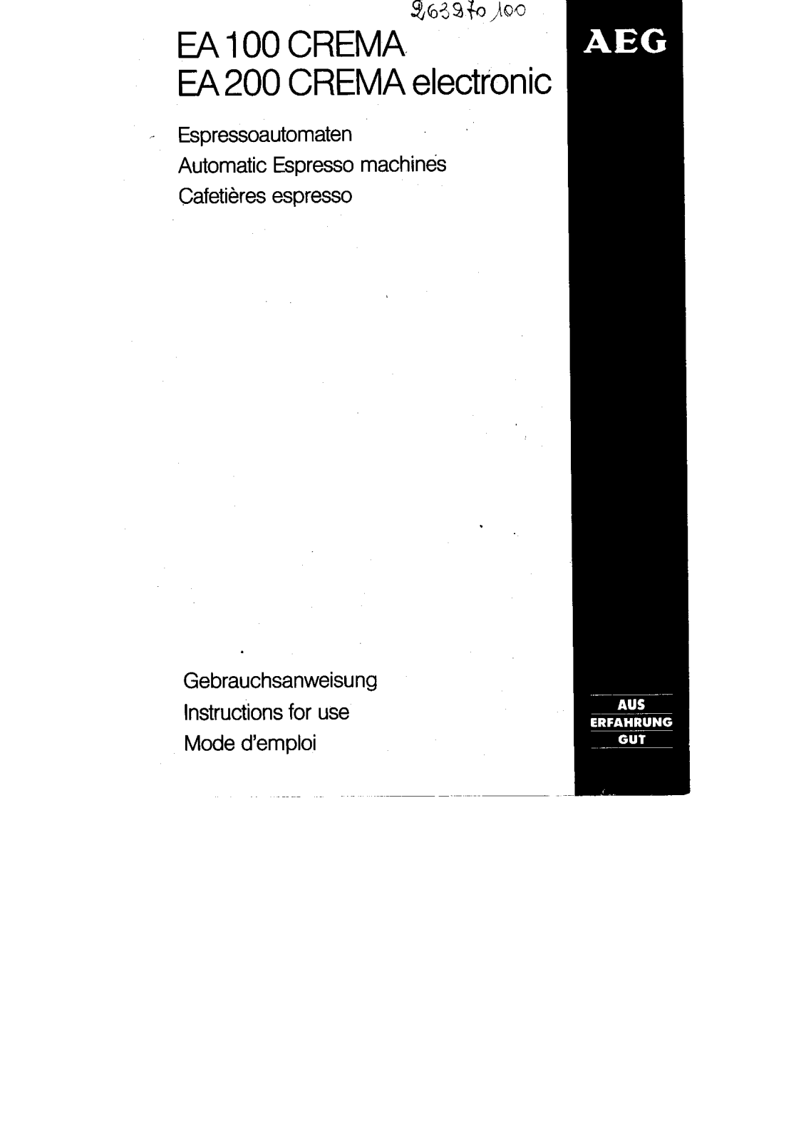 Aeg-electrolux EA100, EA 100 BV User Manual