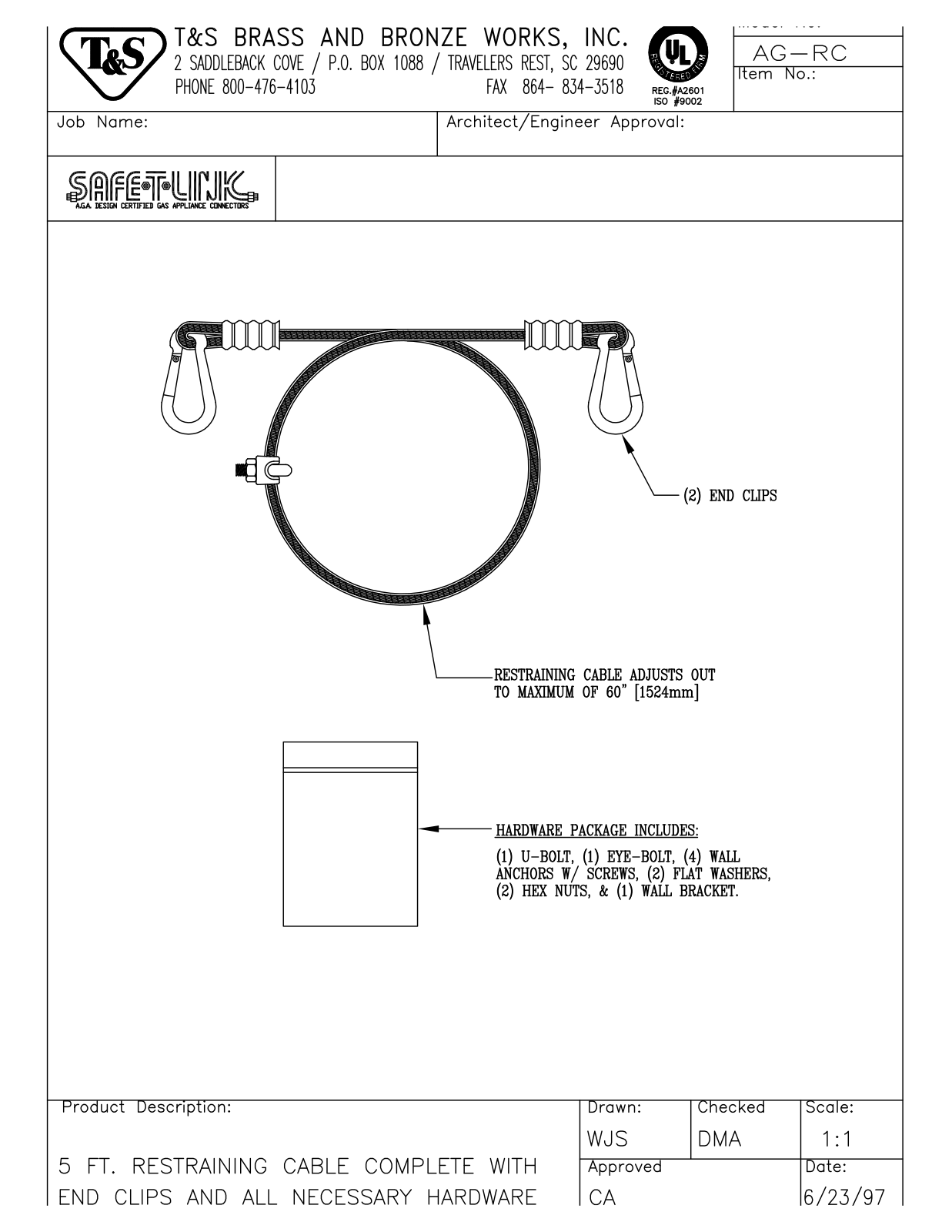 T&S Brass AG-RC User Manual