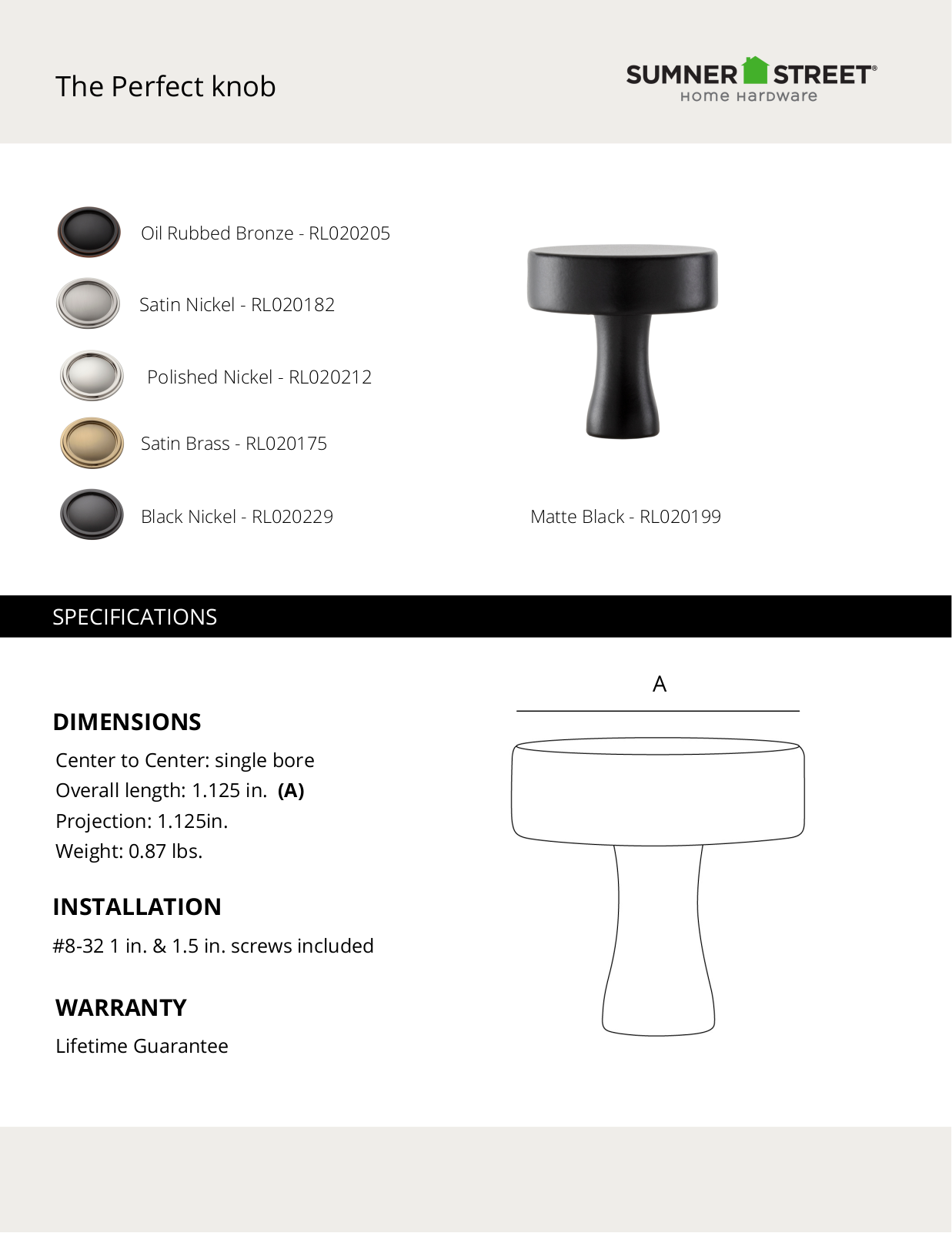 Sumner Street Home Hardware CTHD1275 Specifications - ManualMachine.com