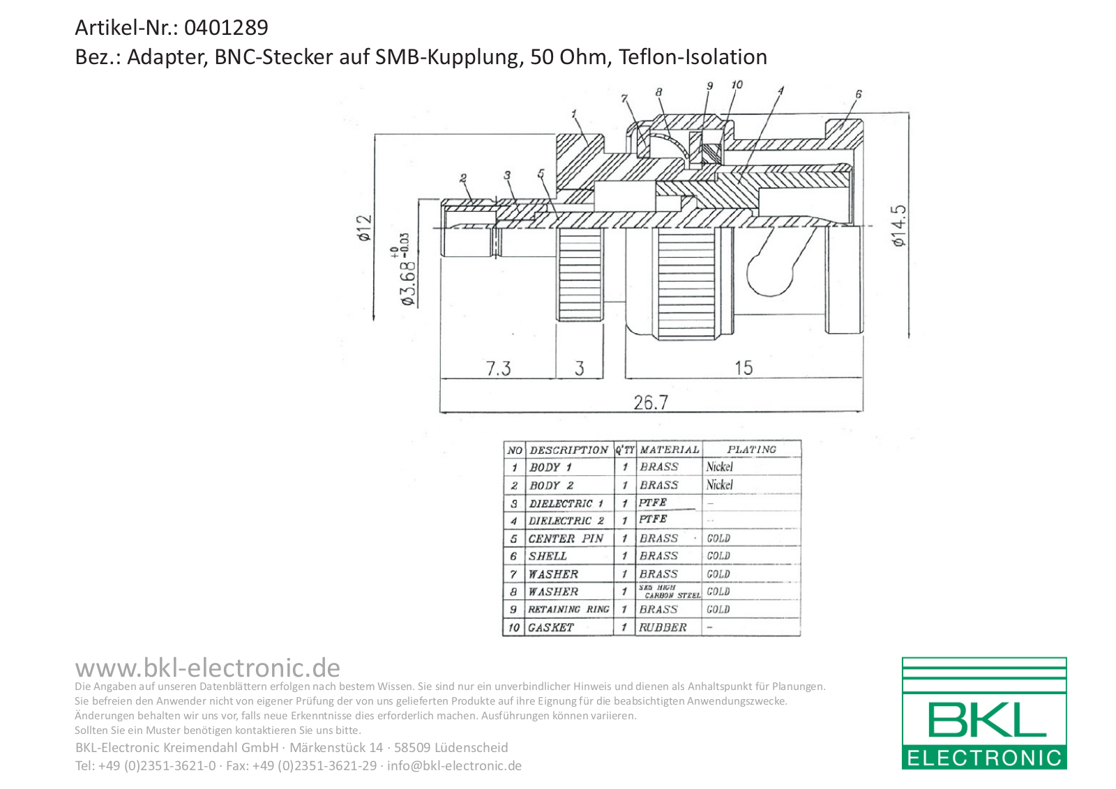 BKL BKL 0401289 Datasheet - ManualMachine.com