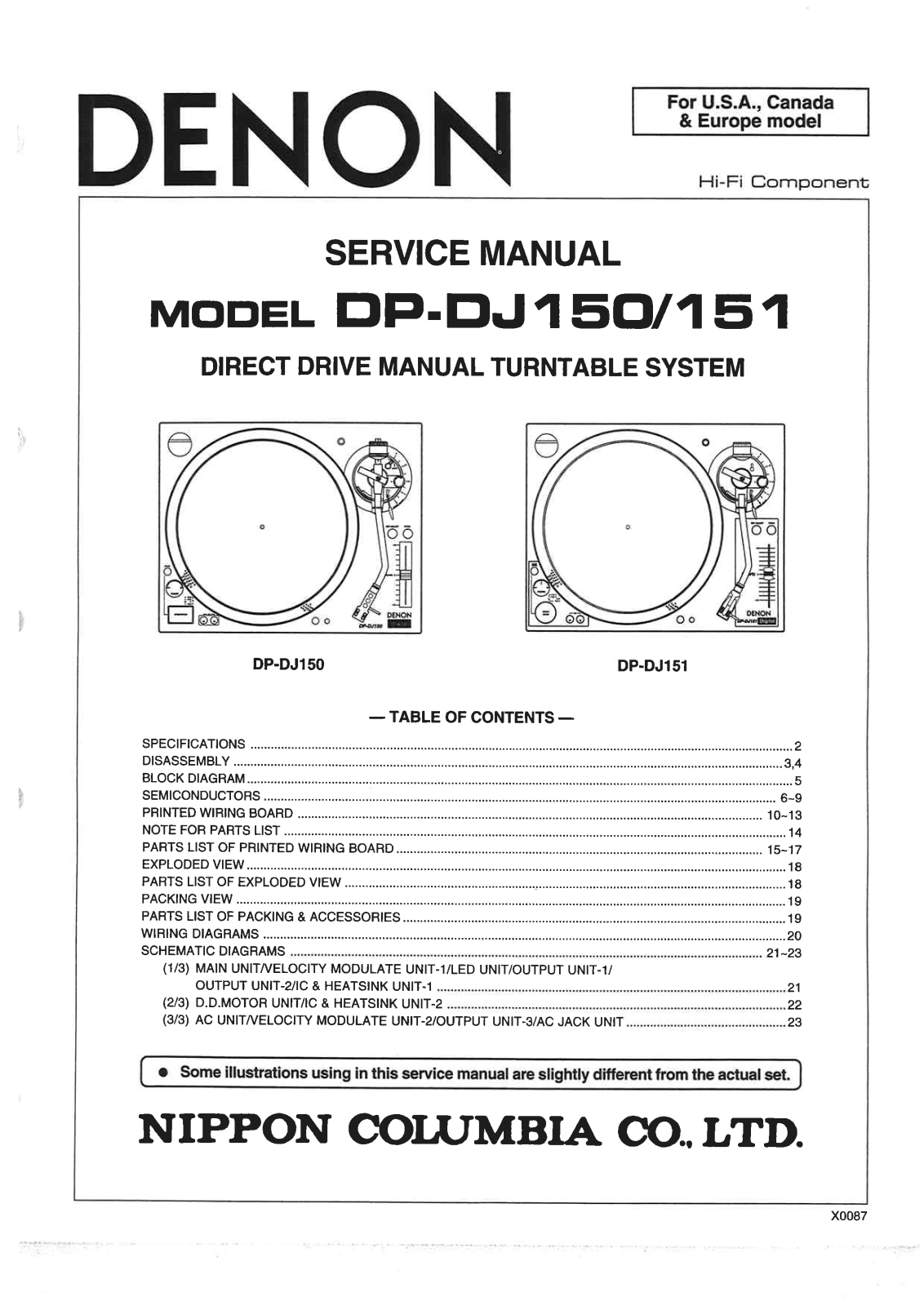 Denon DP-DJ150, DP-DJ151 Service Manual