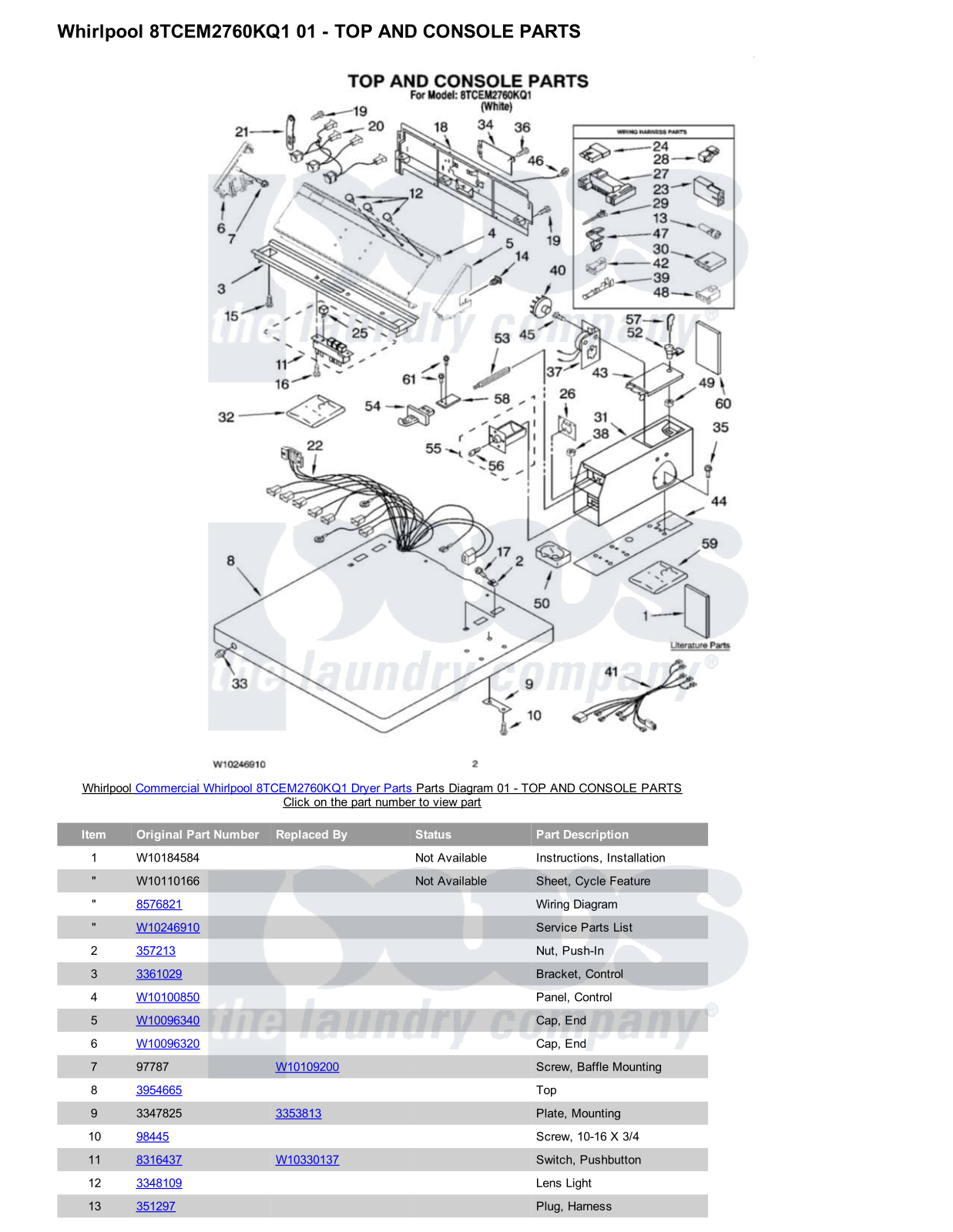 Whirlpool 8TCEM2760KQ1 Parts Diagram