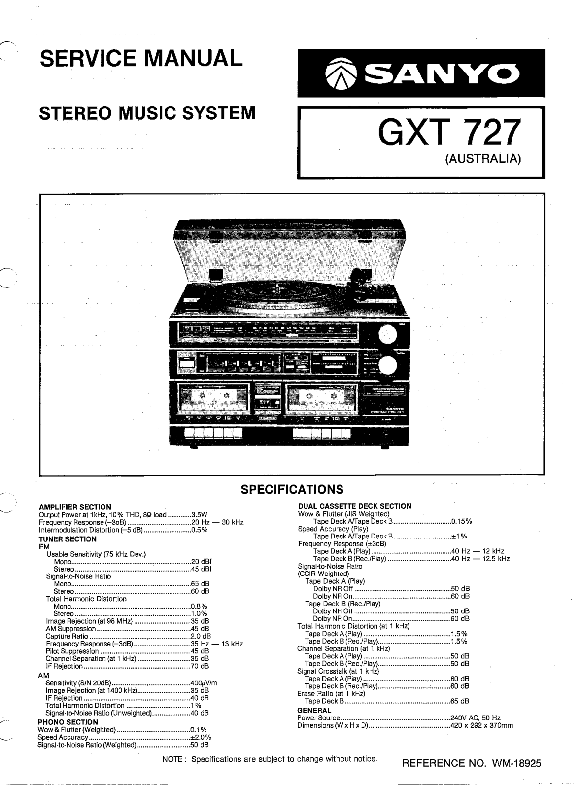 Sanyo gxt 727 Service Manual