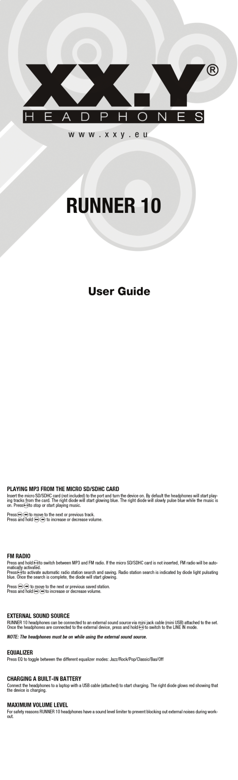 XX.Y Runner 10 User Manual