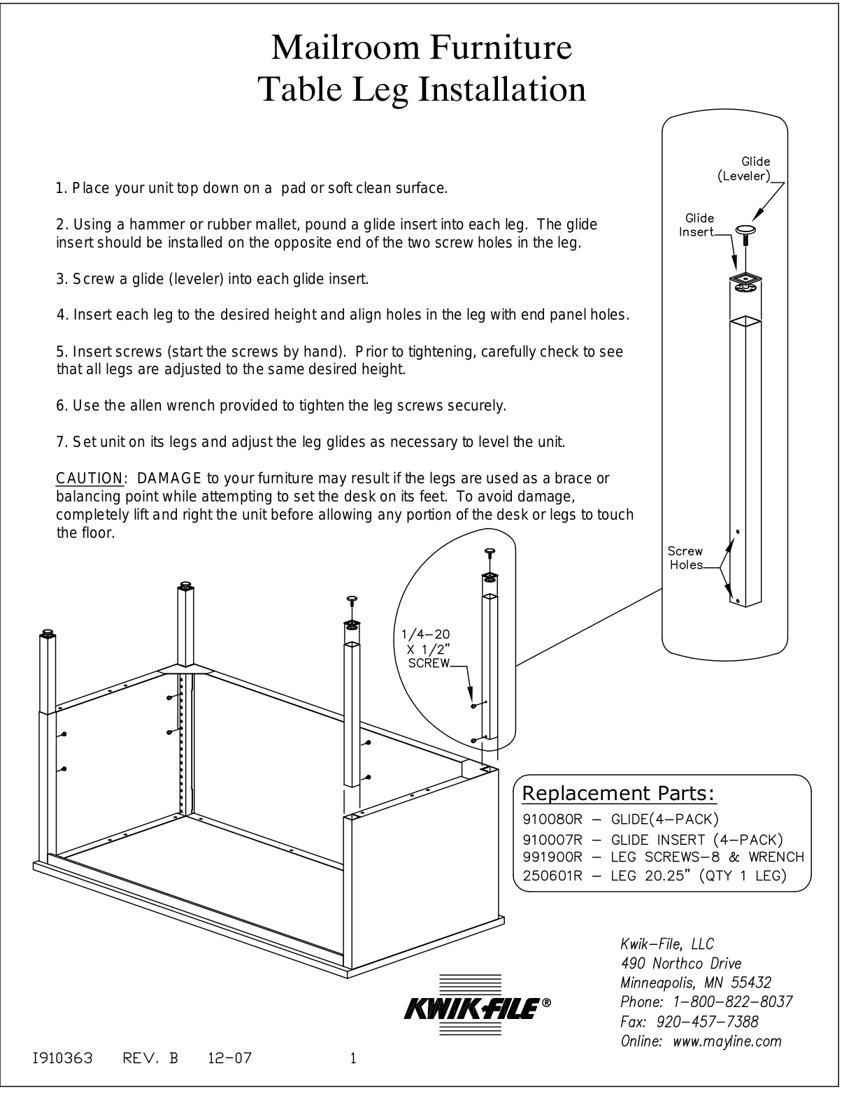 Mayline Table Leg User Manual - ManualMachine.com