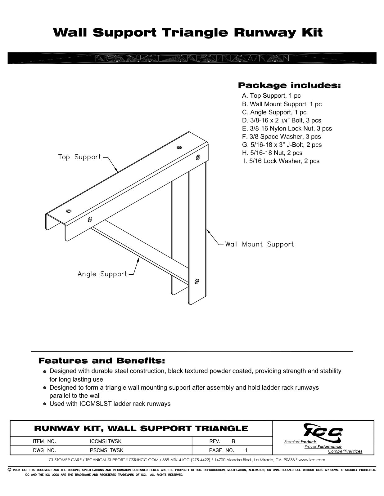 ICC ICCMSLTWS6 Specsheet