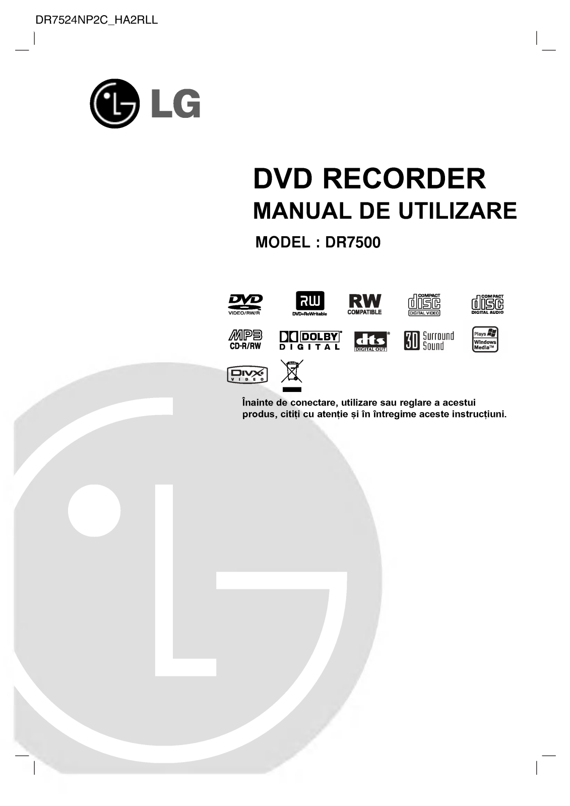 LG DR7524NP2C Owner's Manual