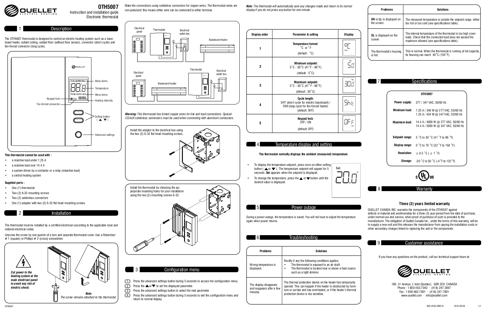 Ouellet OTH5007 User Manual