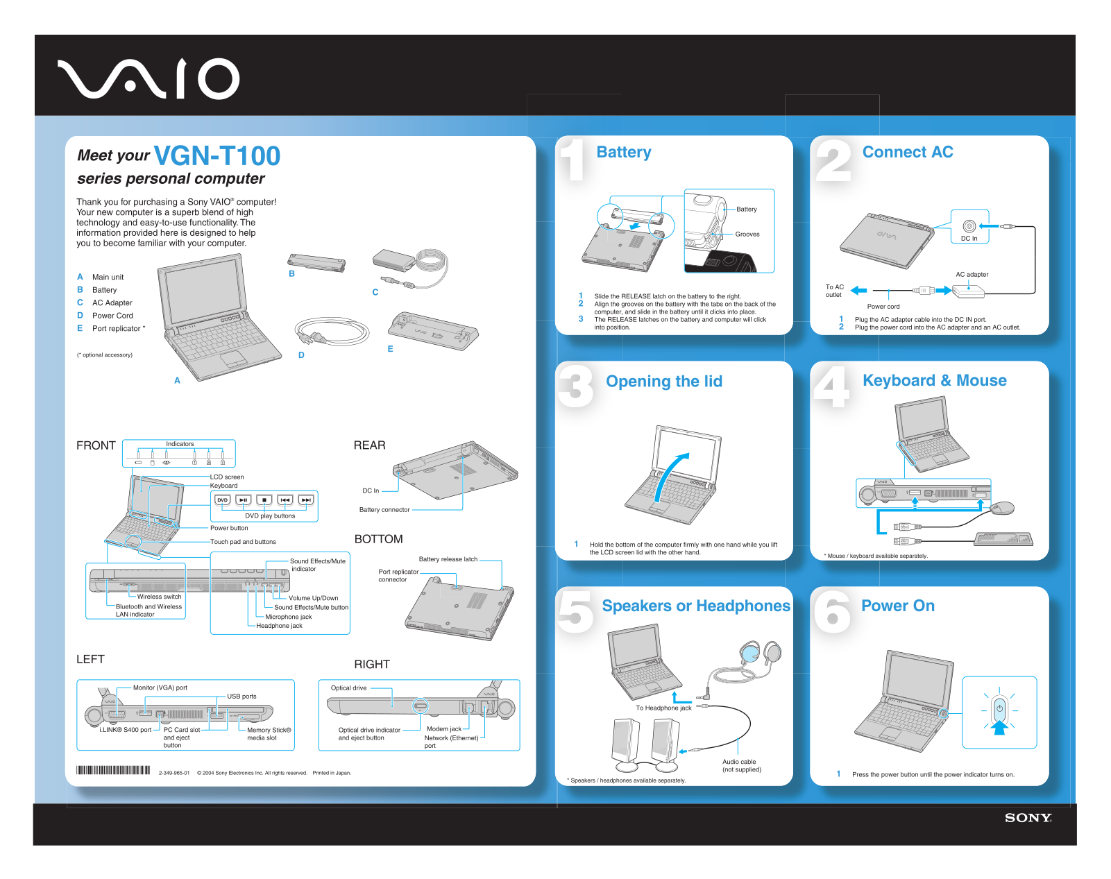 Sony VG-NT100 Quick start guide