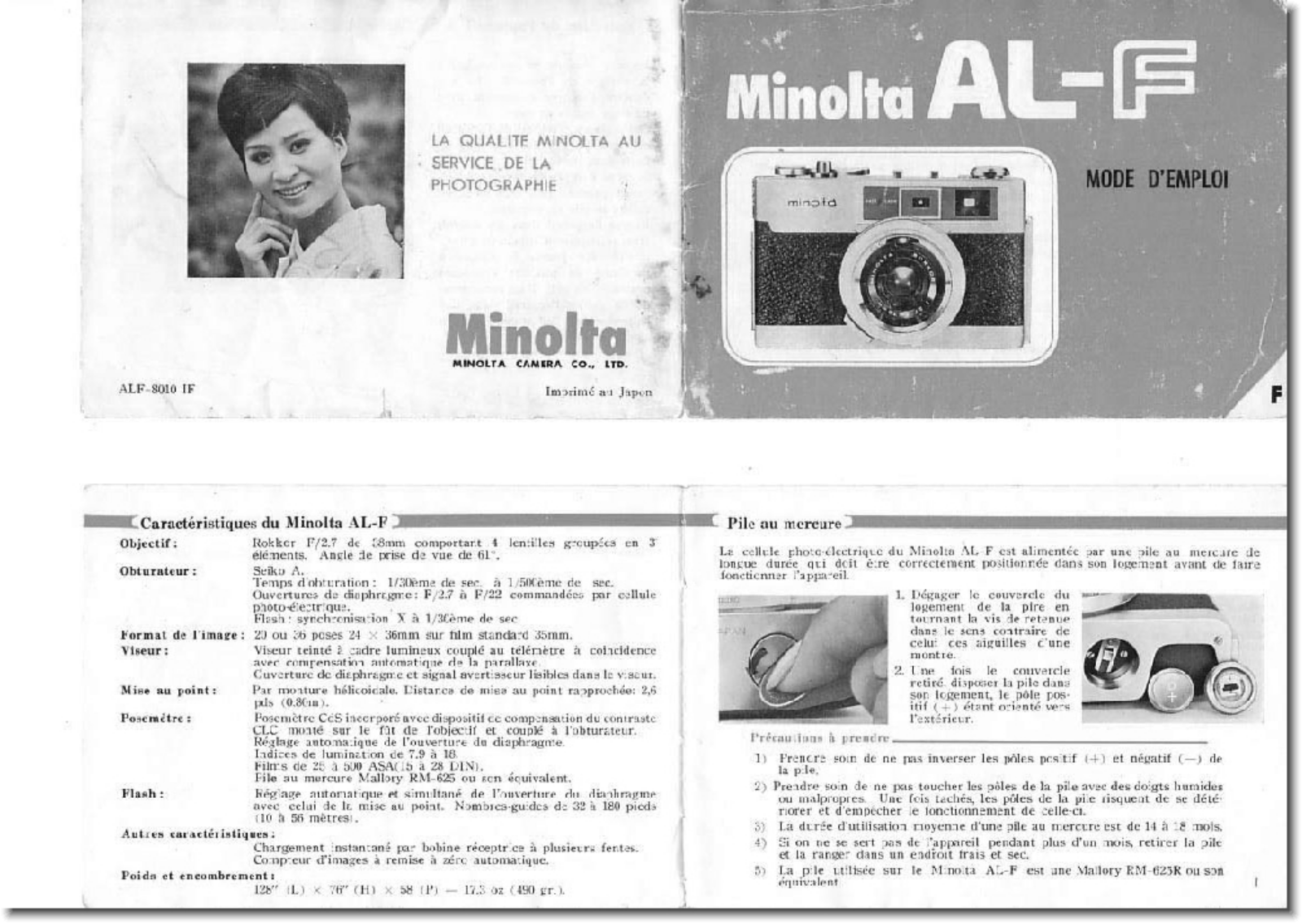 MINOLTA AL-F Guide d'utilisation