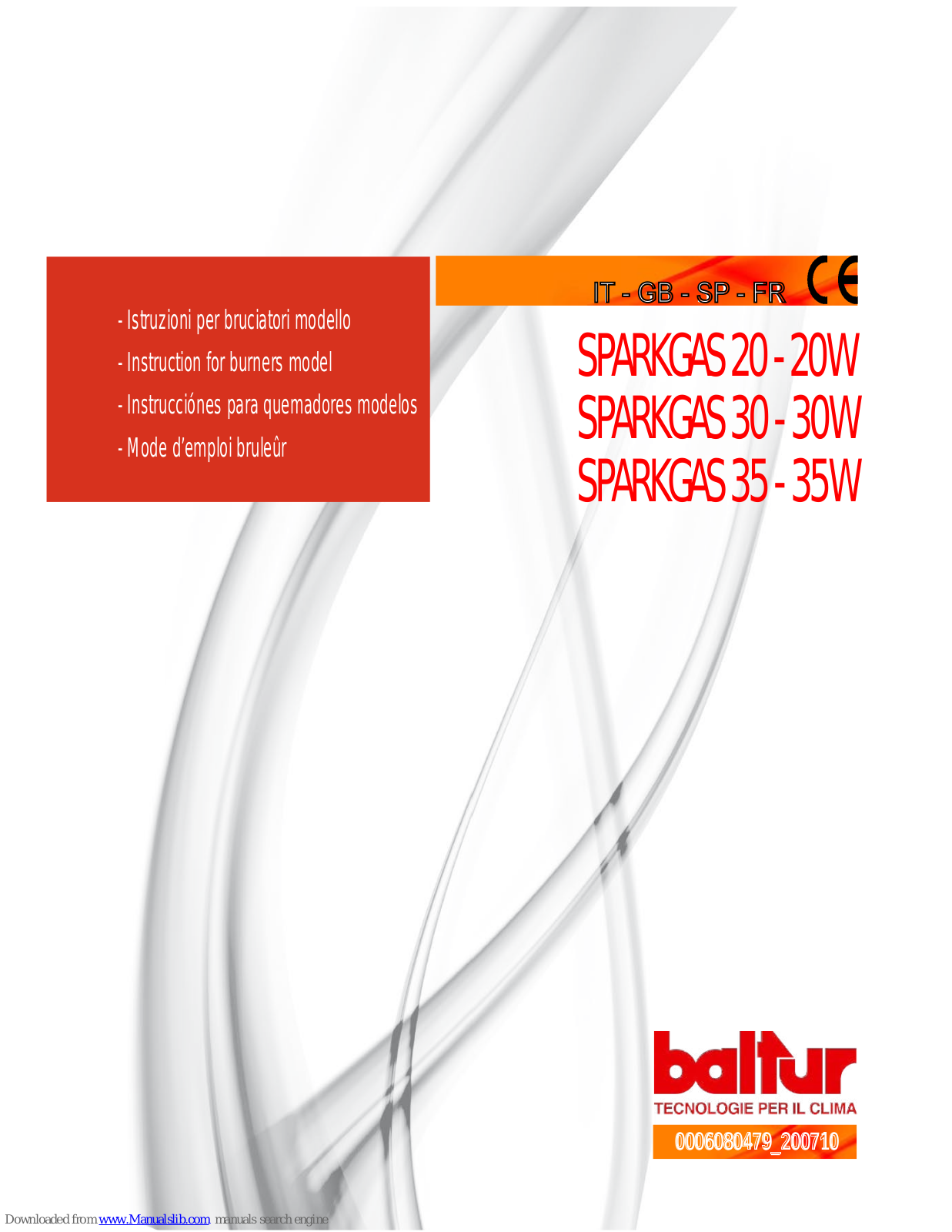 baltur SPARKGAS 20, SPARKGAS 30, SPARKGAS 35 Instruction