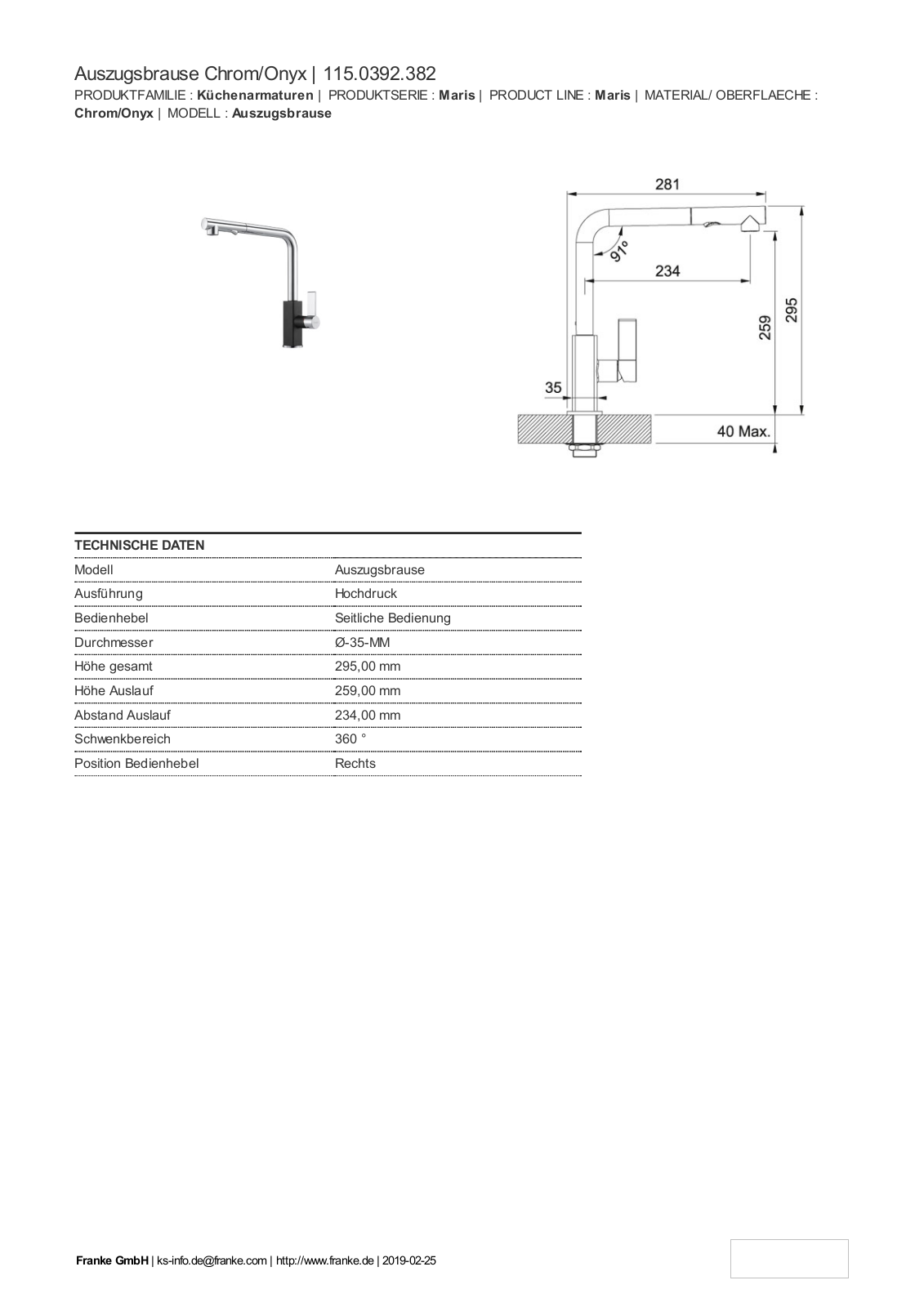 Franke 115.0392.382 Service Manual