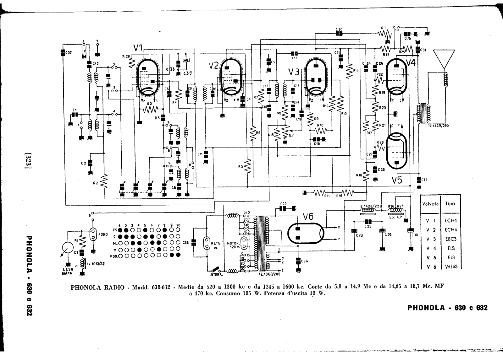 Phonola 630, 632 schematic - ManualMachine.com