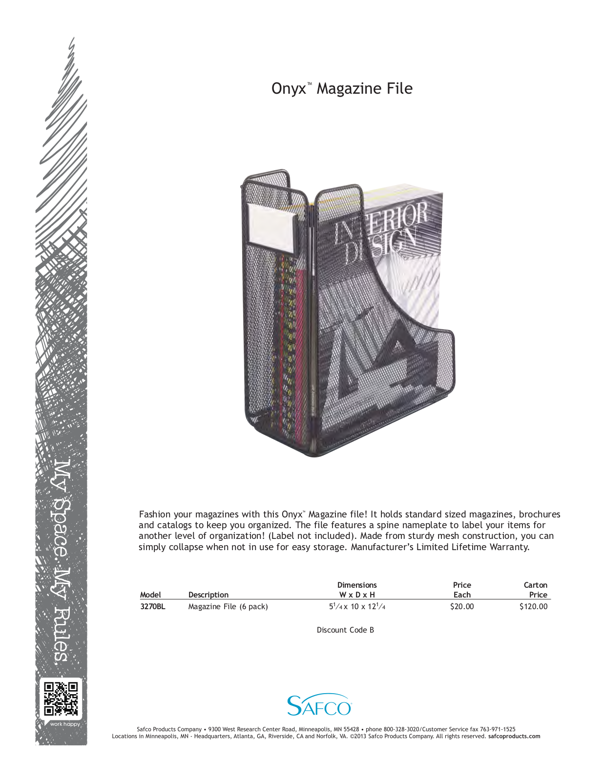 Safco 3270BL User Manual