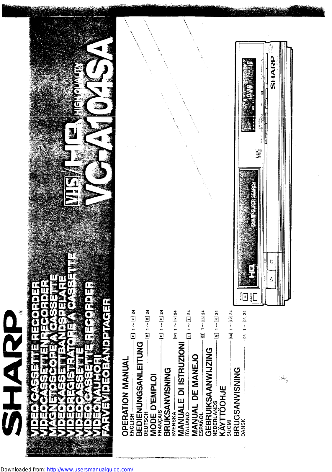 SHARP VC-A104SA User Manual