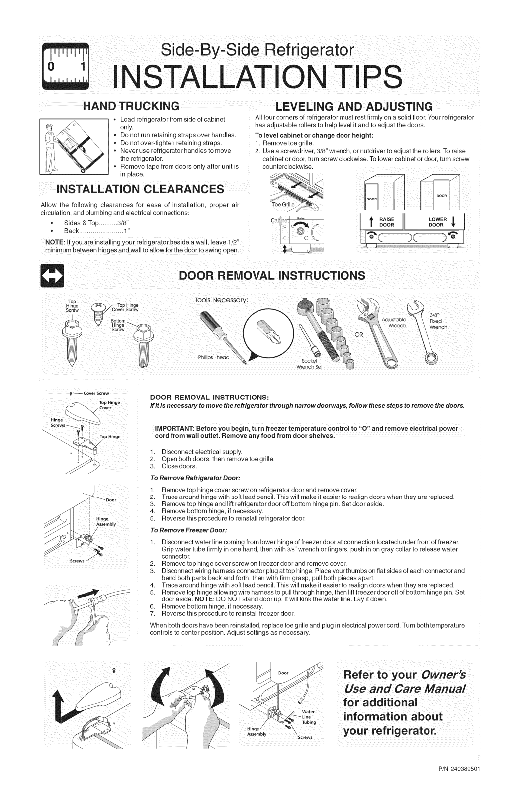 Frigidaire FRS23R4AW8, FRS26R4AQ6, FRS26XABQ0, FRS26XABQ1, FRS26XABW0 Installation Guide