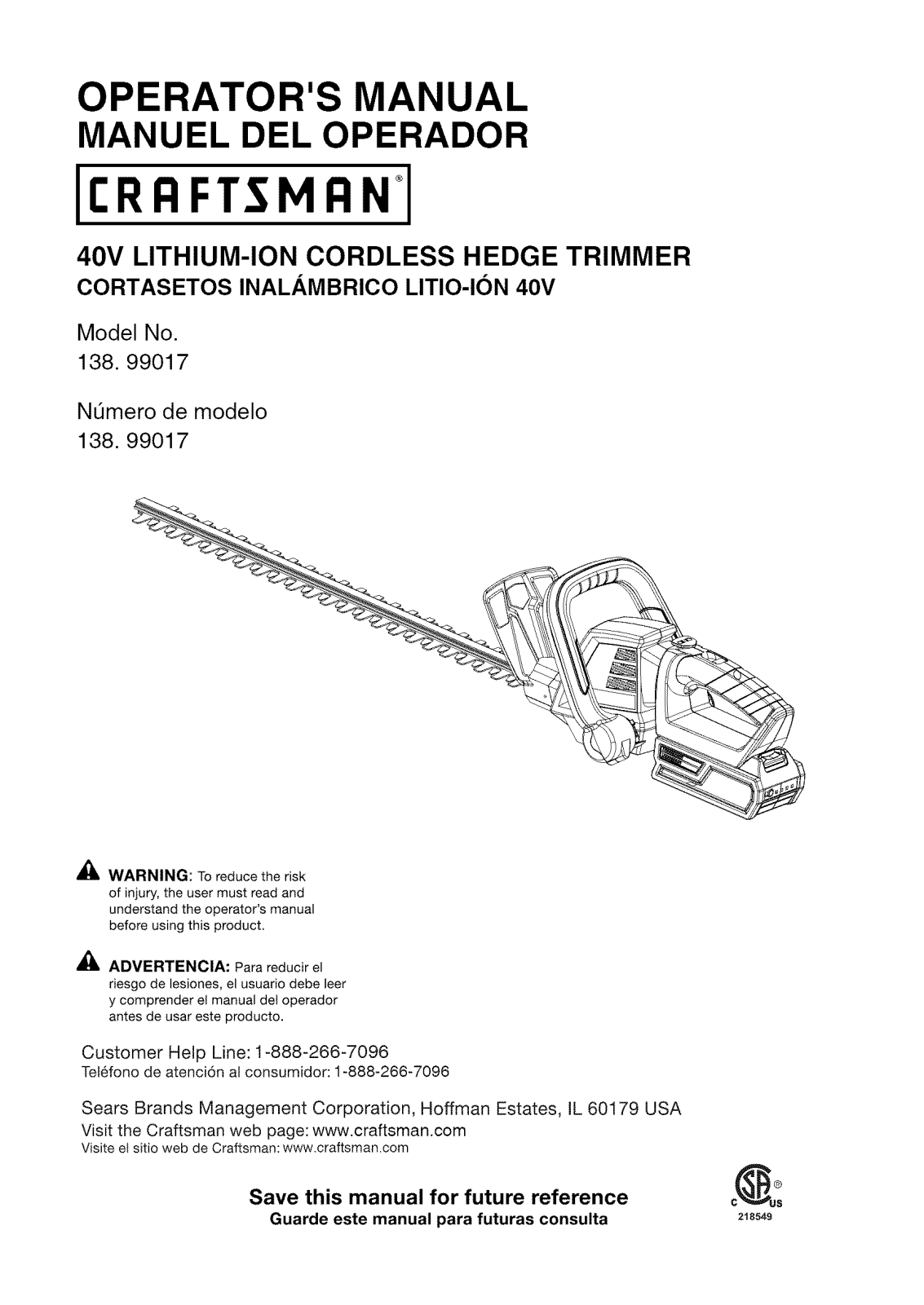 Craftsman 13899017 Owner’s Manual