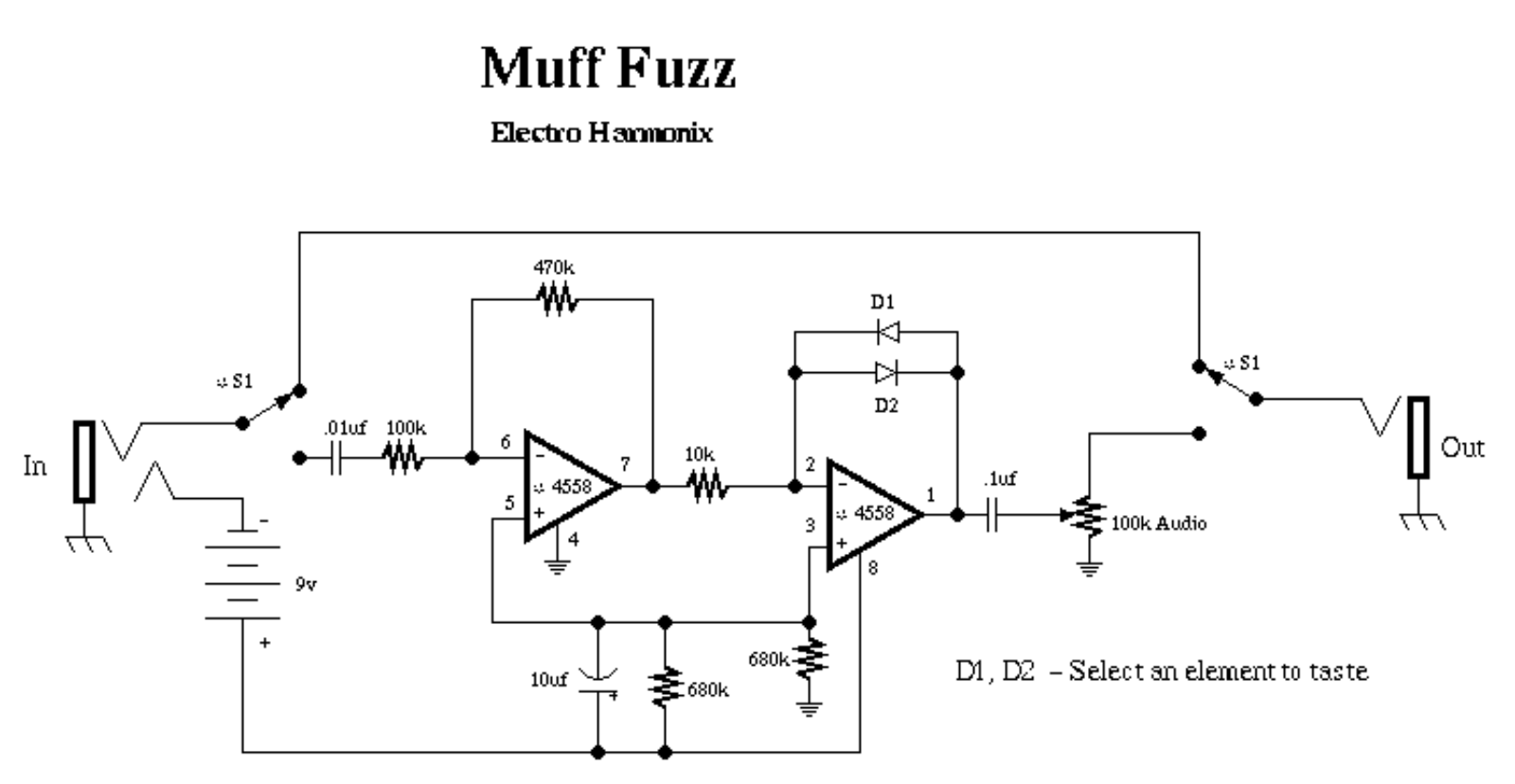 Electro Harmonix mufffuzz schematic