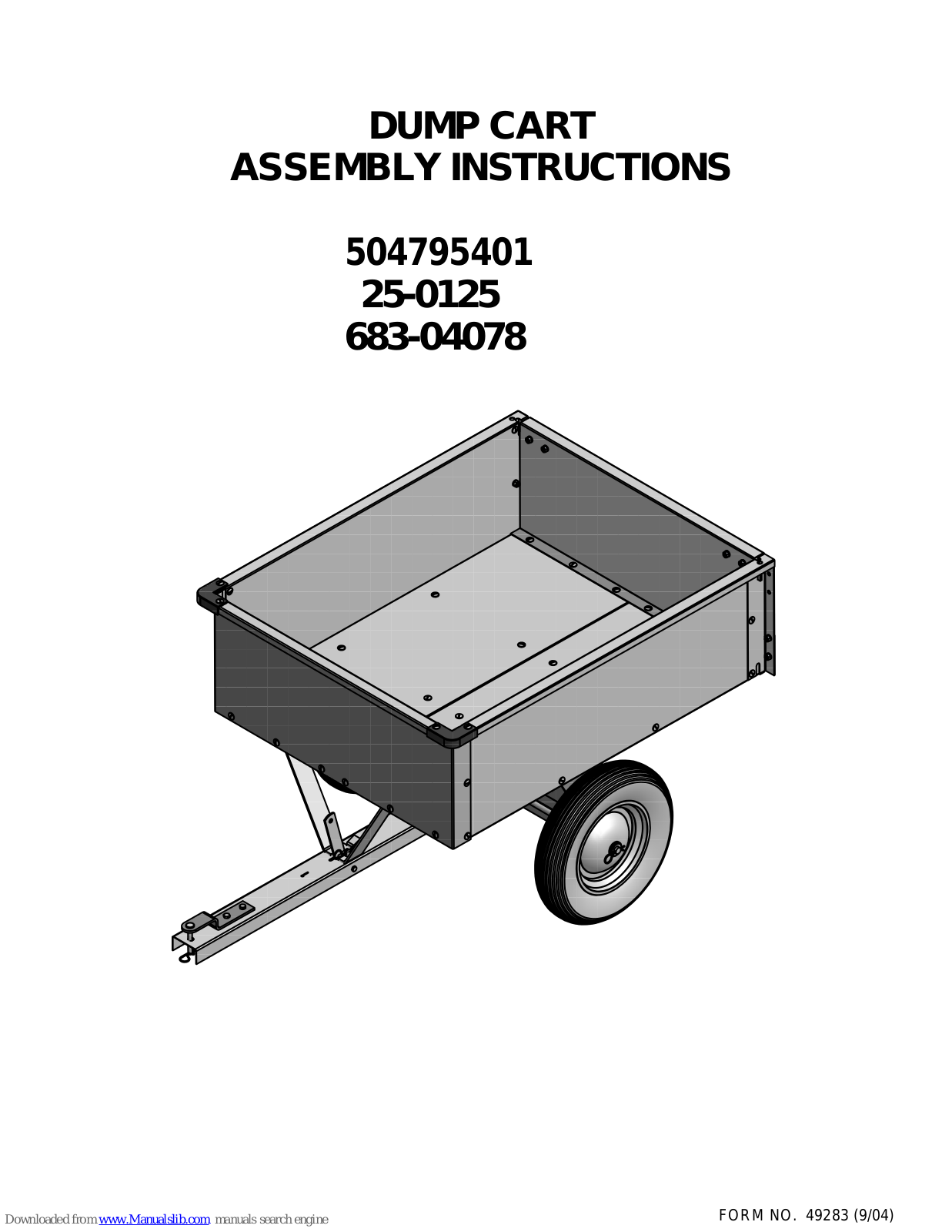 Poulan Pro 504795401, 25-0125, 683-04078 Assembly Instructions Manual