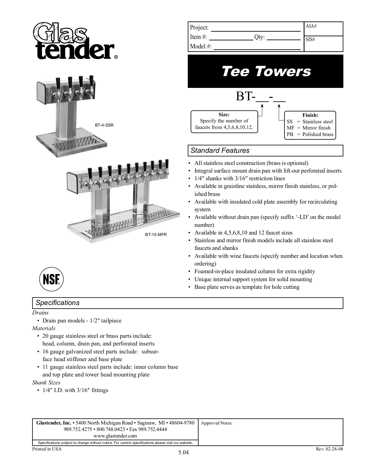 Glastender BT-10-MFR User Manual