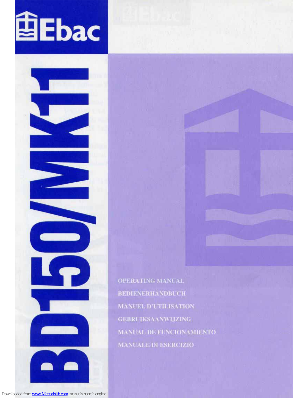Ebac BD-150, MK11 Operation Manual - ManualMachine.com