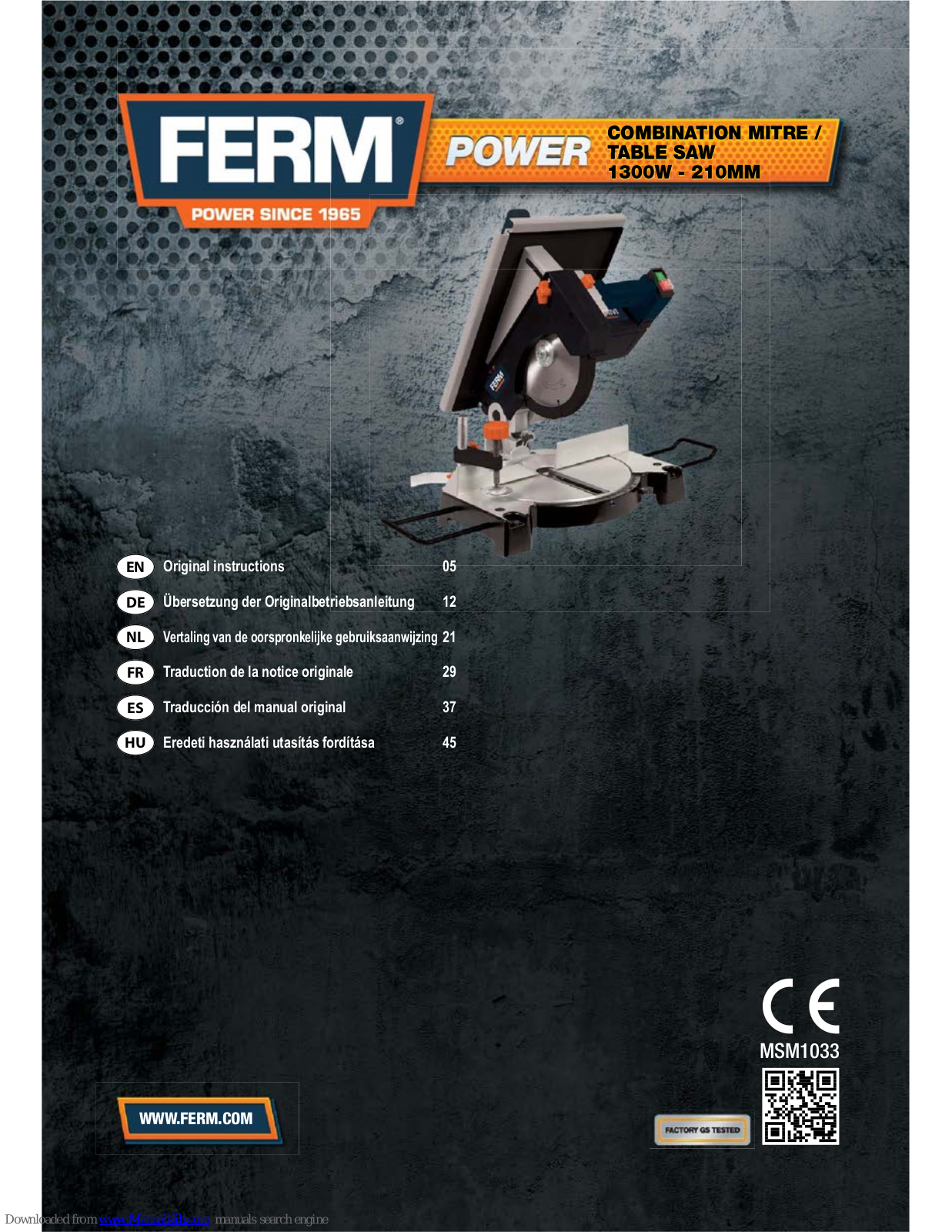 Ferm MSM1033 Original Instructions Manual