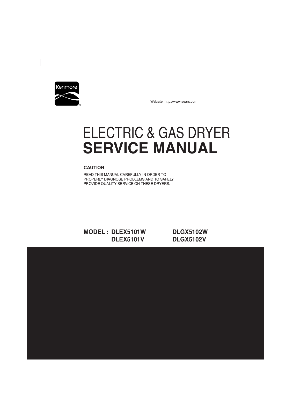 Kenmore DLGX5102W, DLEX5101V, DLGX5102V, DLEX5101W Service Manual