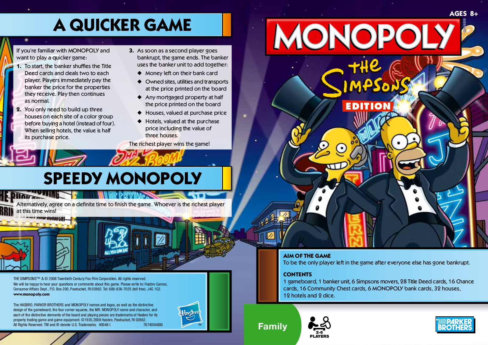 HASBRO Monopoly The Simpsons Edition User Manual