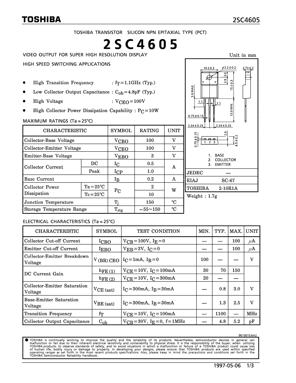 Toshiba 2SC4605 Datasheet