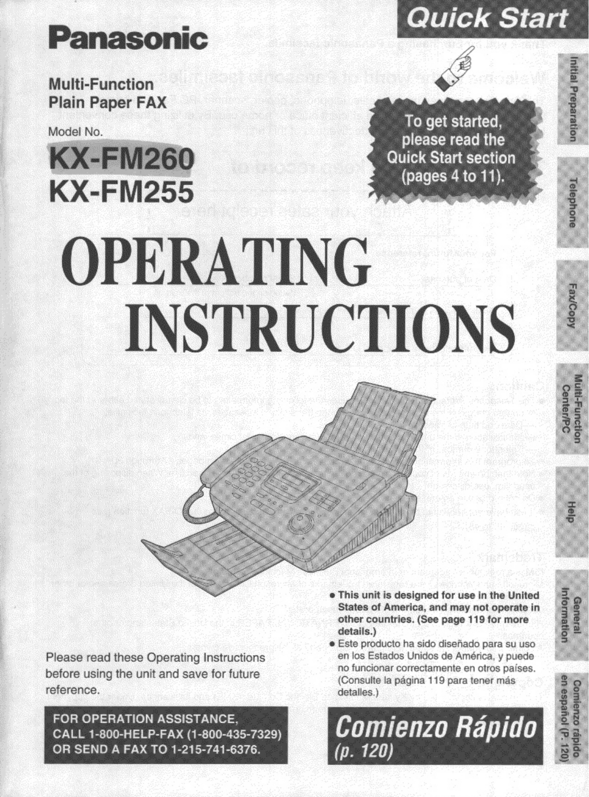 Panasonic KX-FM255, KX-FM260 Operating Instruction