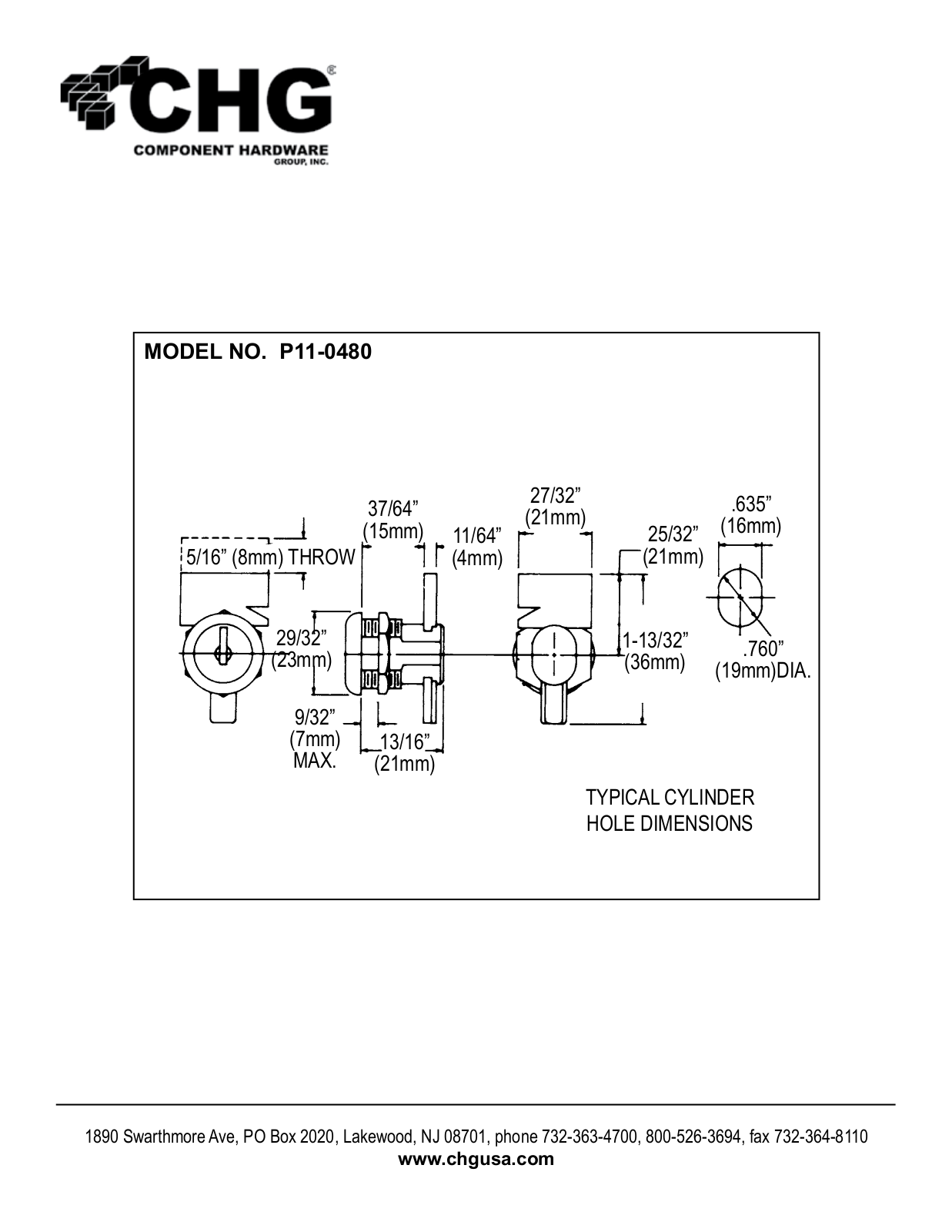 Component Hardware P11-0480 User Manual