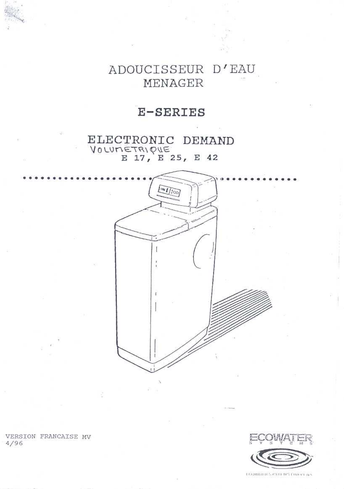 LINDSAY ECOWATER E17, E25, E42 User Manual