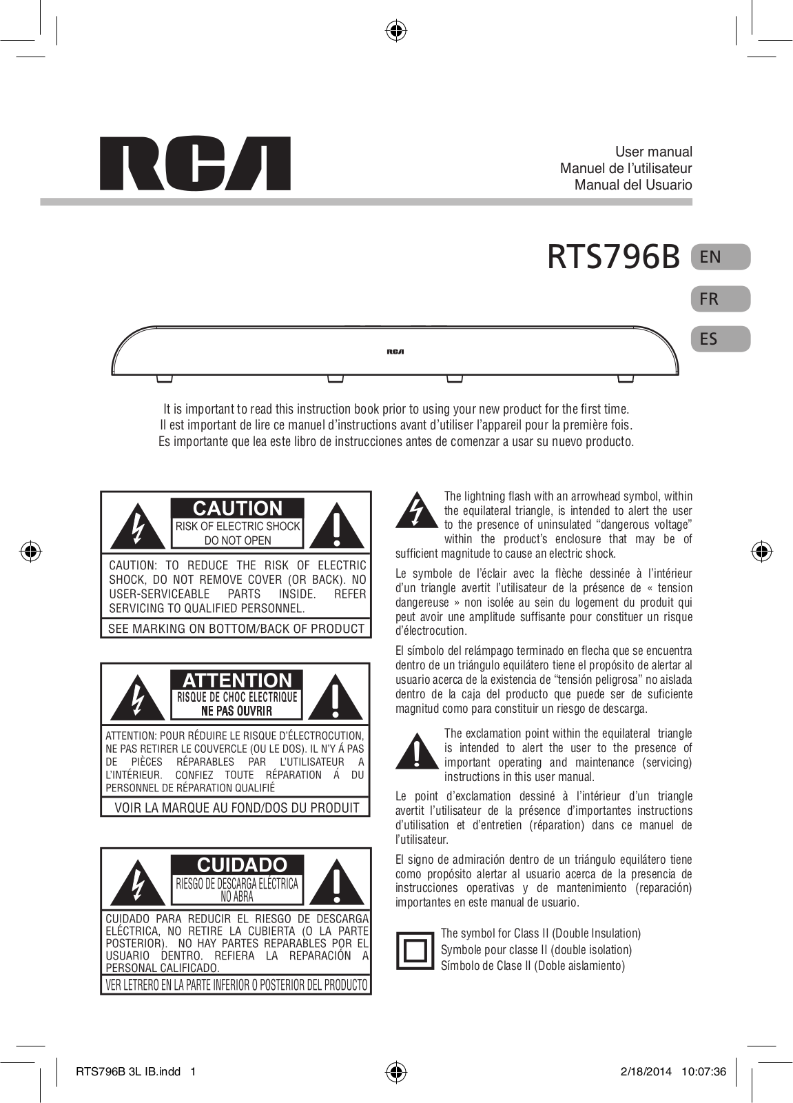 Rca RTS796B User Manual