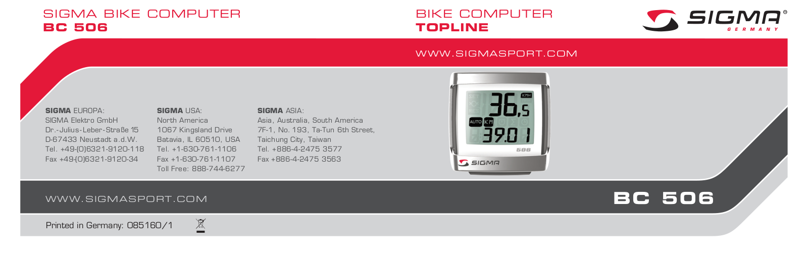 SIGMA BC 506 User Manual