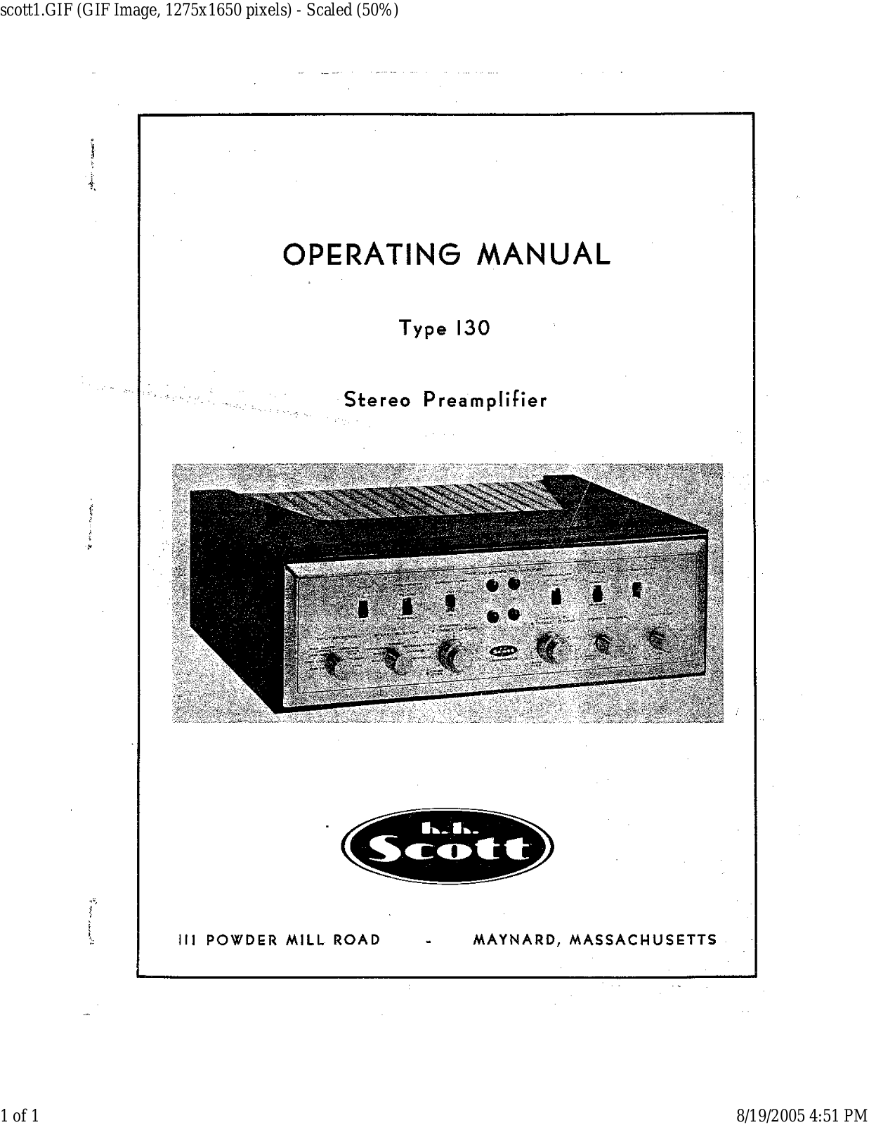 H.H. Scott 130 Owners manual