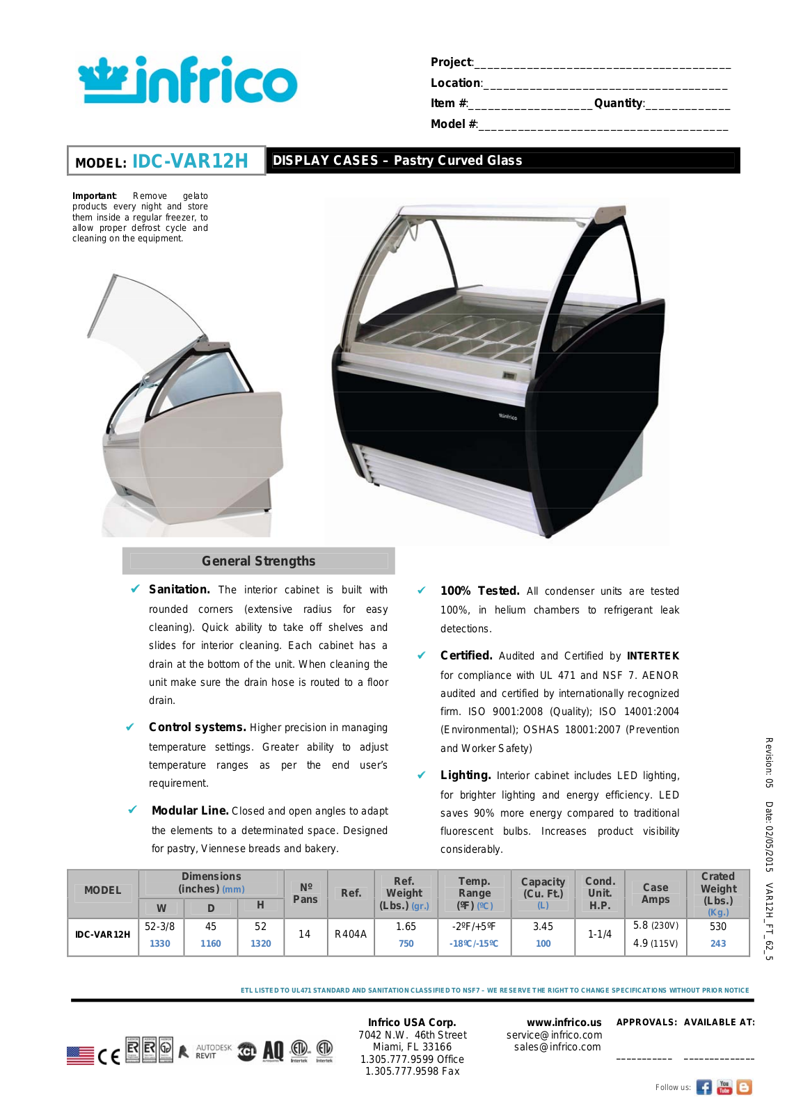 Infrico IDC-VAR12H User Manual