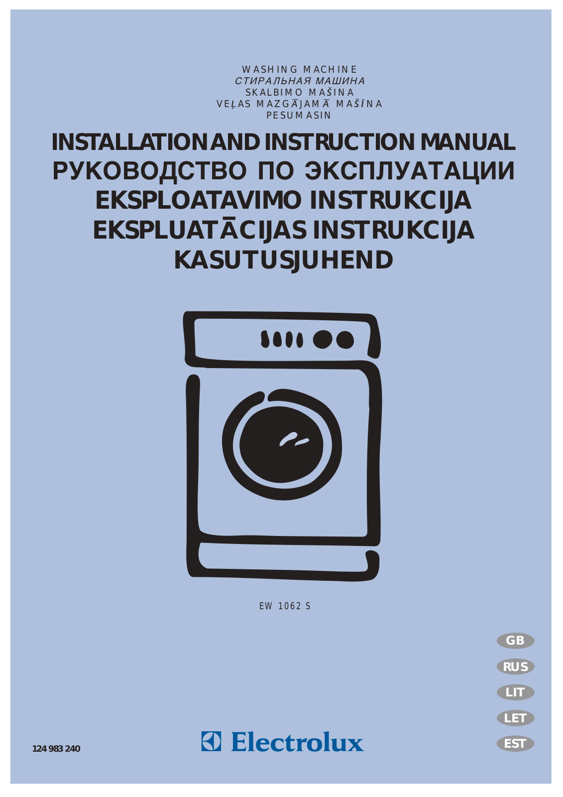 Electrolux EW1062 User Manual