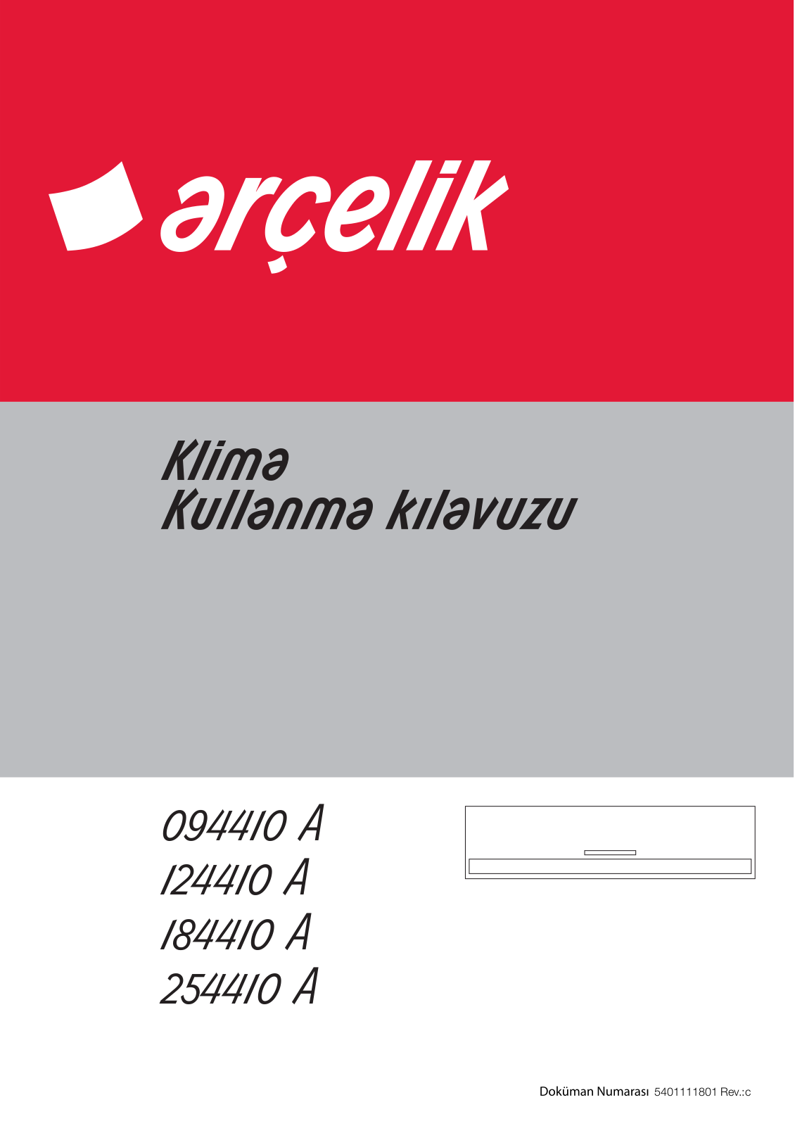 Arçelik 094410 A, 124410 A, 184410 A, 254410 A User manual