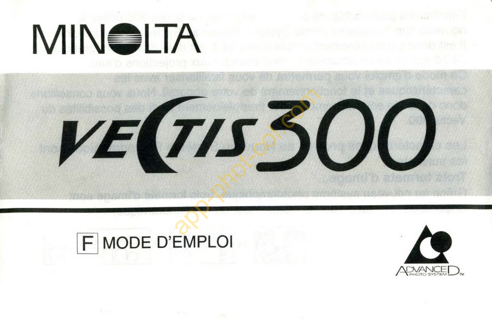 MINOLTA Vectis 300 Guide d'utilisation