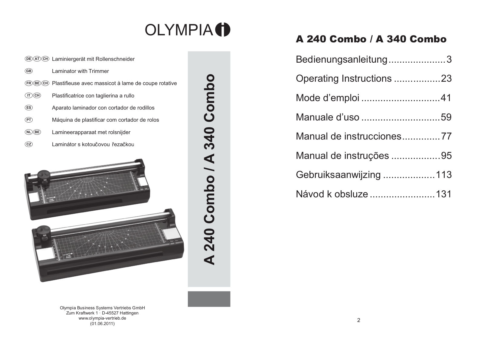 Olympia A 340 Combo, A 240 Combo User Manual