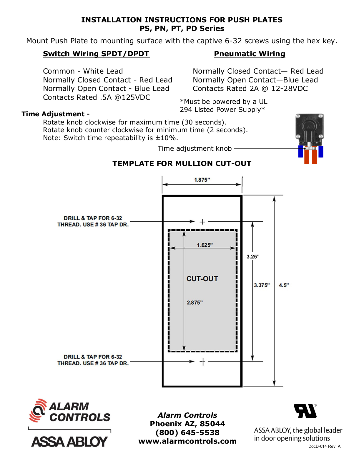 Alarm Controls PS5-111, PS2-111, PS1-111, PN5-111, PN2-111 Installation - ManualMachine.com
