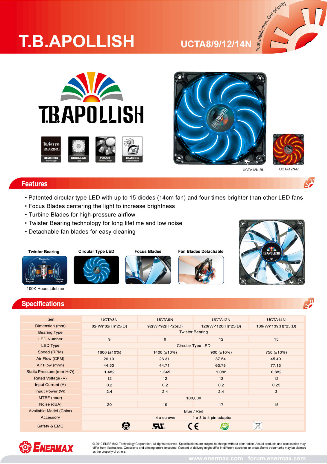 Enermax UCTA8N, UCTA9N, UCTA12N, UCTA14N DATASHEET