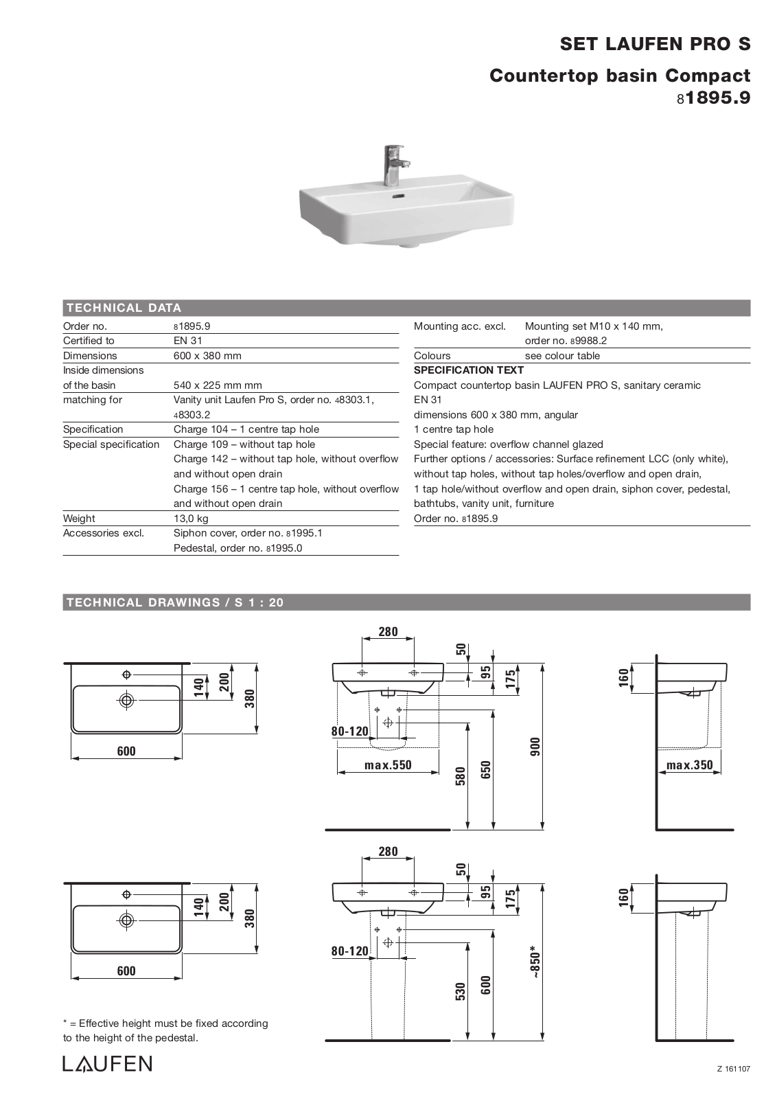 Laufen 8.1895.9 Datasheet