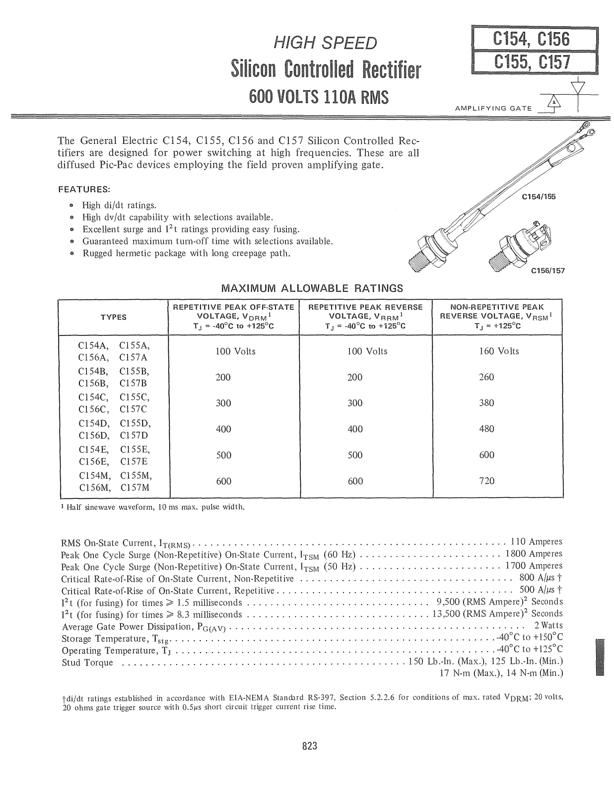 Powerex C154, C155, C156, C157 Data Sheet - ManualMachine.com