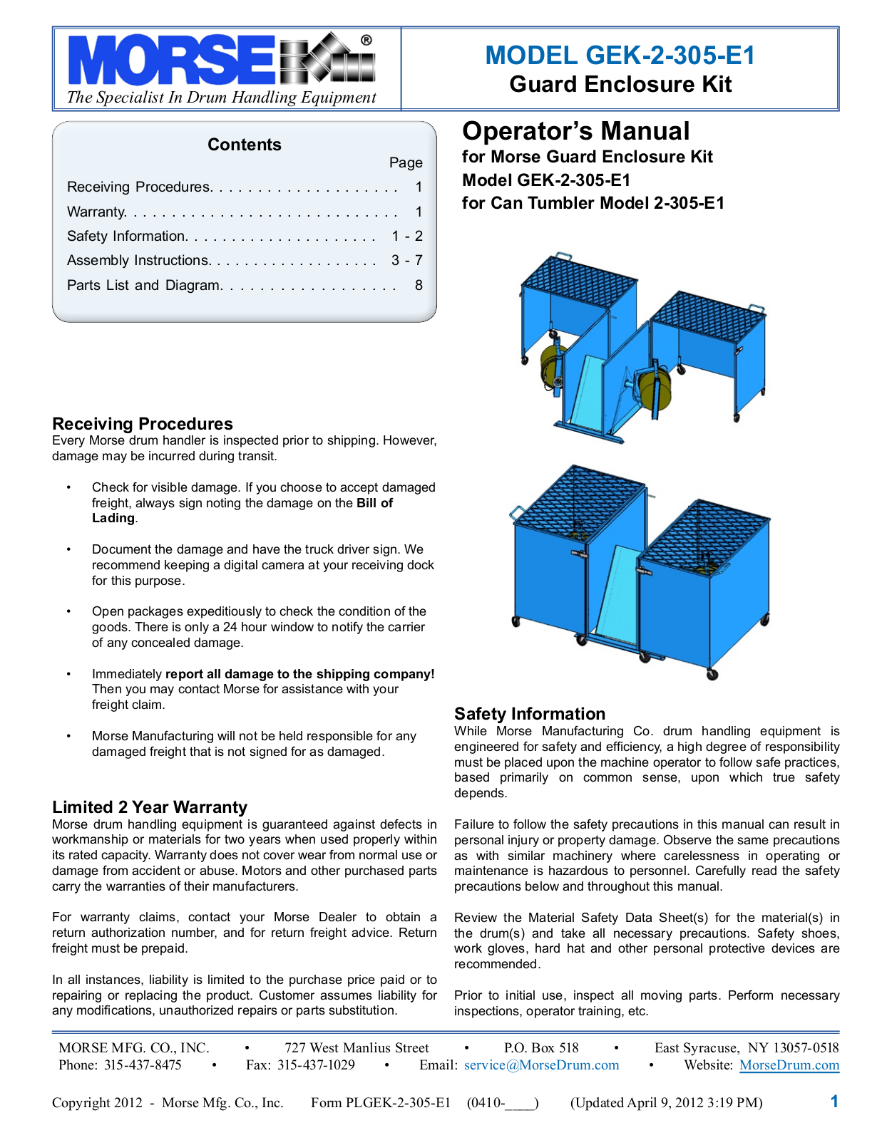 Morse GEK-2-305-E1 User Manual