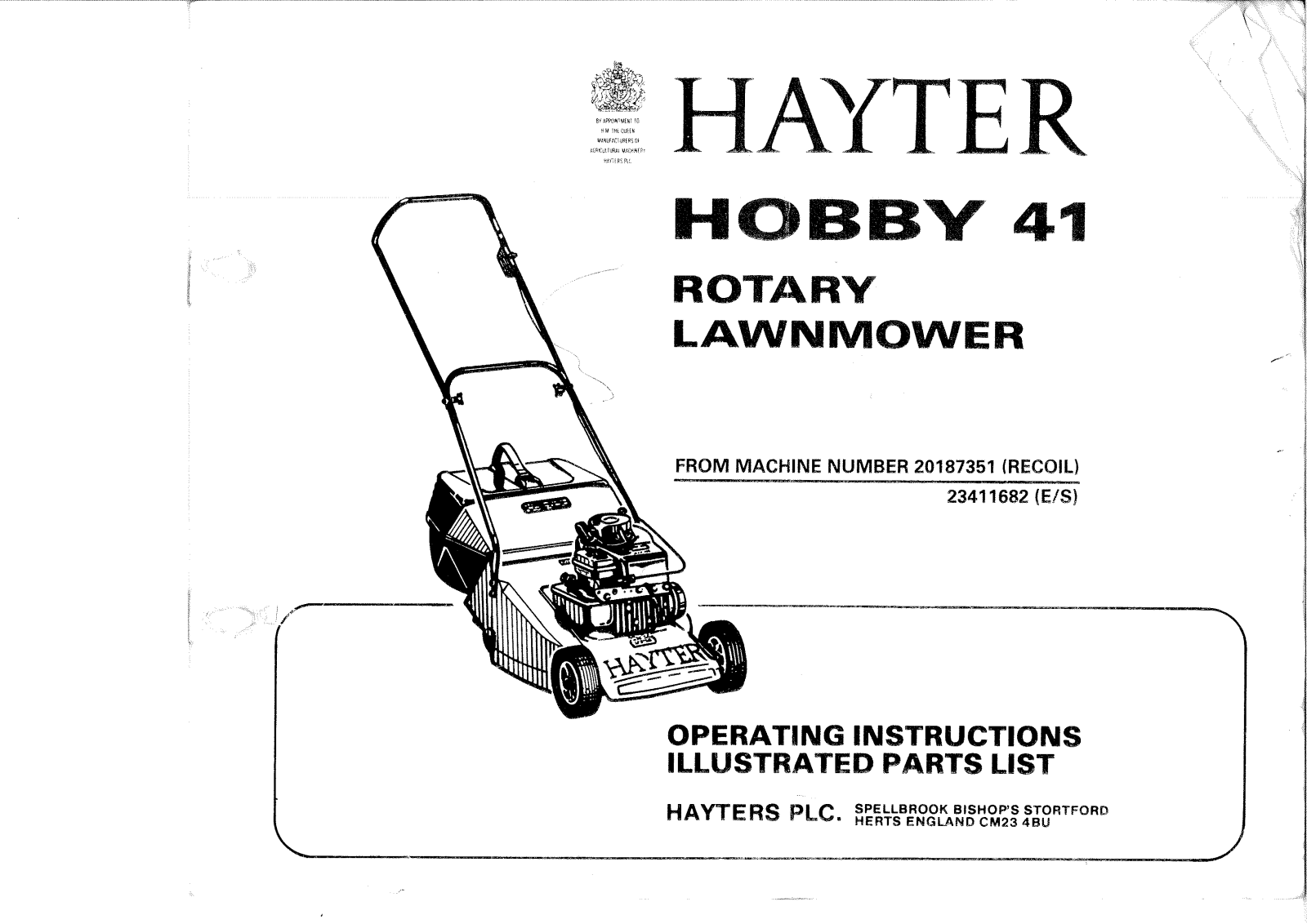 Hayter Mowers Hobby 31 User Manual